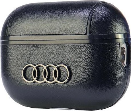 Kover mbrojtës Audi Leather Big Logo, për AirPods Pro 2, lëkurë, i zi