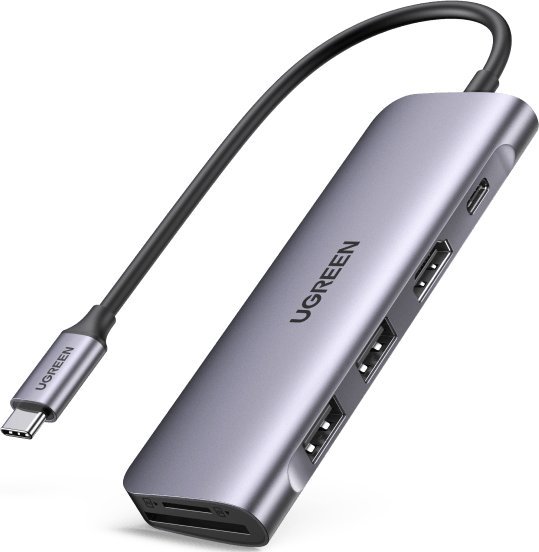 Stacion dokimi Ugreen CM195, USB C 6 në 1, HDMI 4K, PD 100W, gri