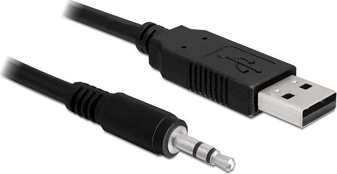 Kabllo Delock USB-A në Mini Jack 3.5 mm, 1.8 m, e zezë
