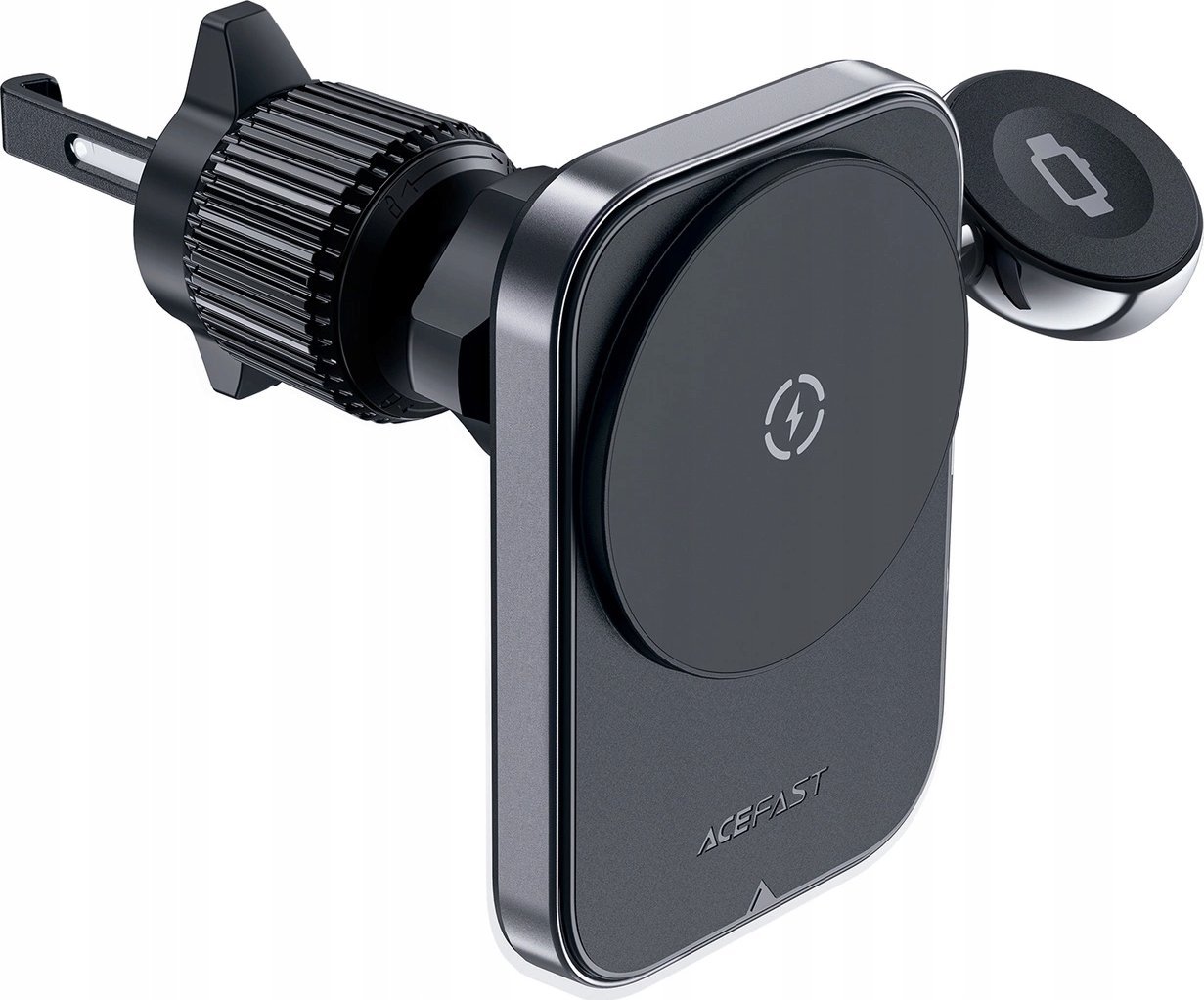 Mbajtëse makine Acefast D18, karikues induktiv 2 në 1 MagSafe Qi, e zezë