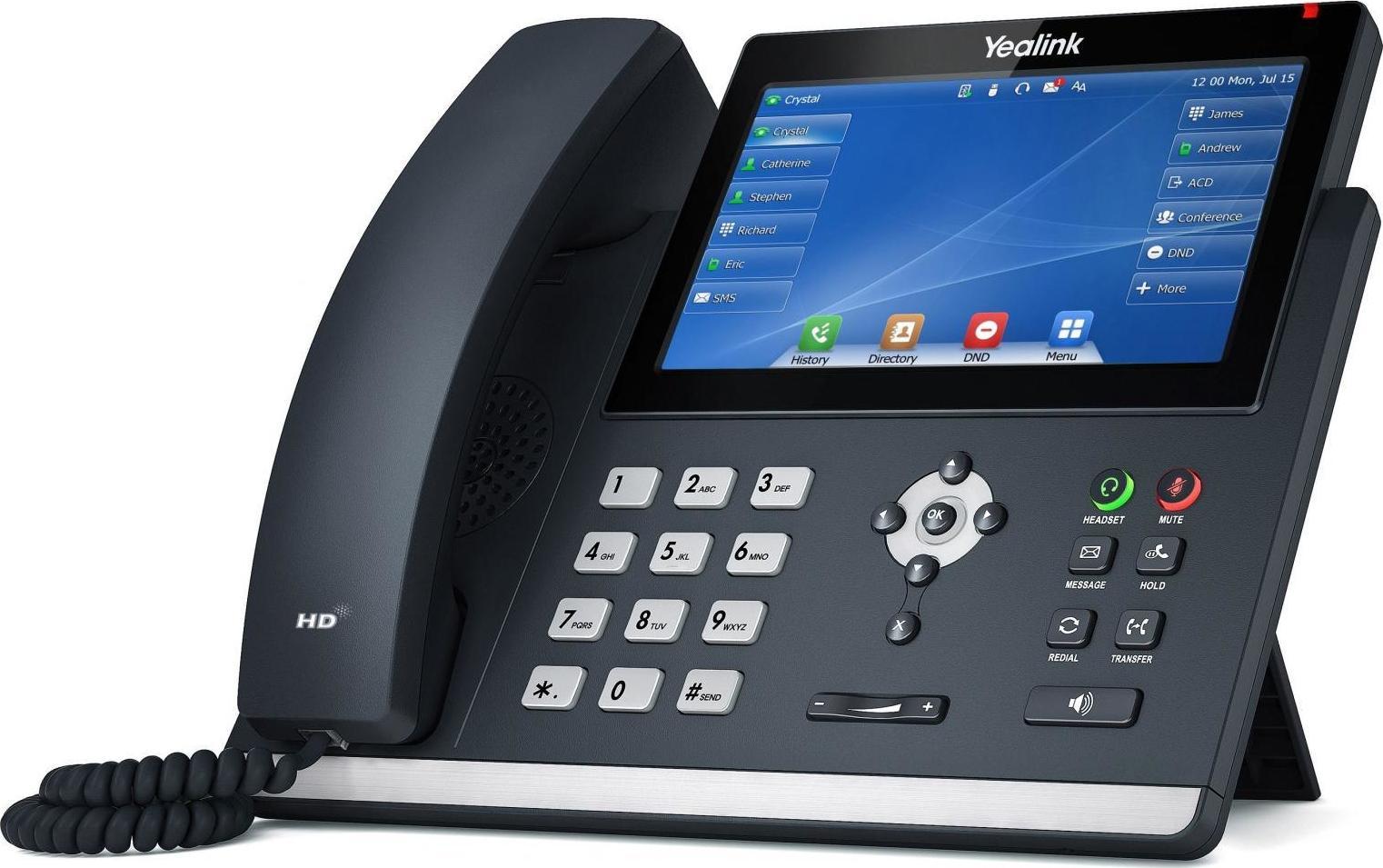 VoIP телефон Yealink T48U, екран 7", Gigabit, црн