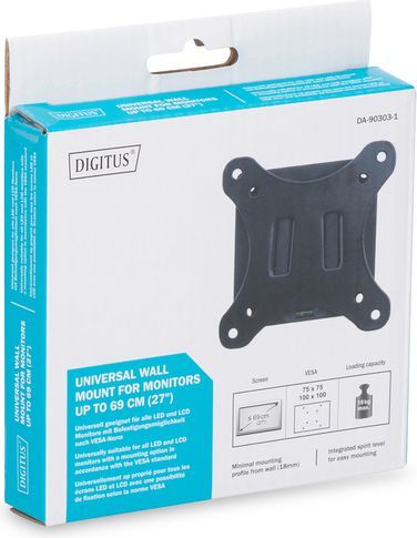Mbajtëse muri Digitus për monitor deri në 27'' (DA-90303-1), e zezë