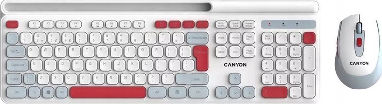 Сет тастатура и глушец CANYON HSET-W5, безжичен 2.4 GHz, 105 тастери, бел