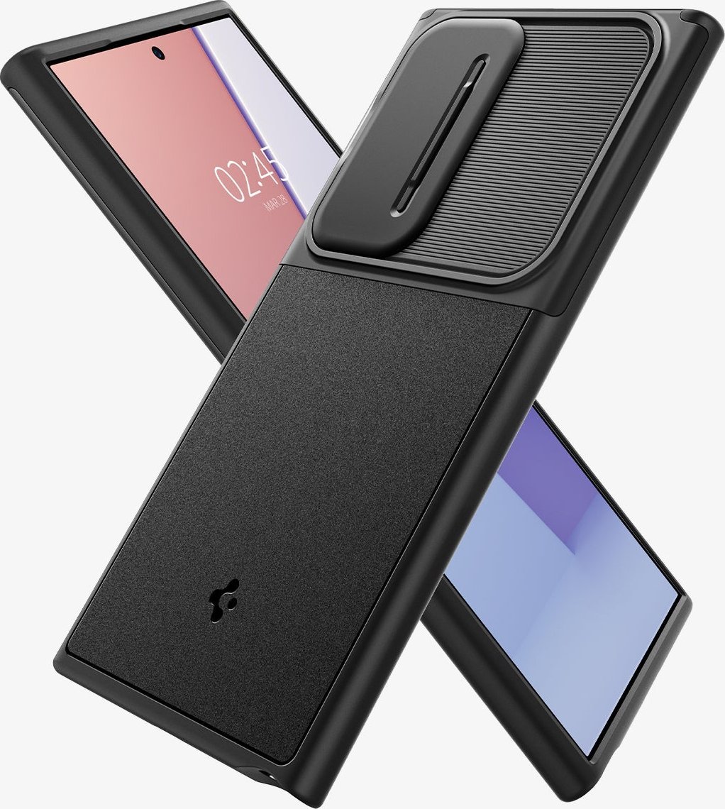 Mbrojtëse telefoni Spigen Optik Armor për Samsung Galaxy S24 Ultra, TPU dhe plastikë e fortë, e zezë
