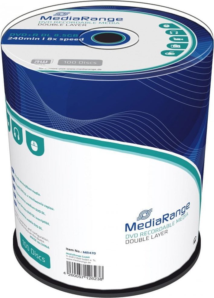 Disk DVD bosh MediaRange MR470, DVD+R DL, 8.5GB, 100 copë
