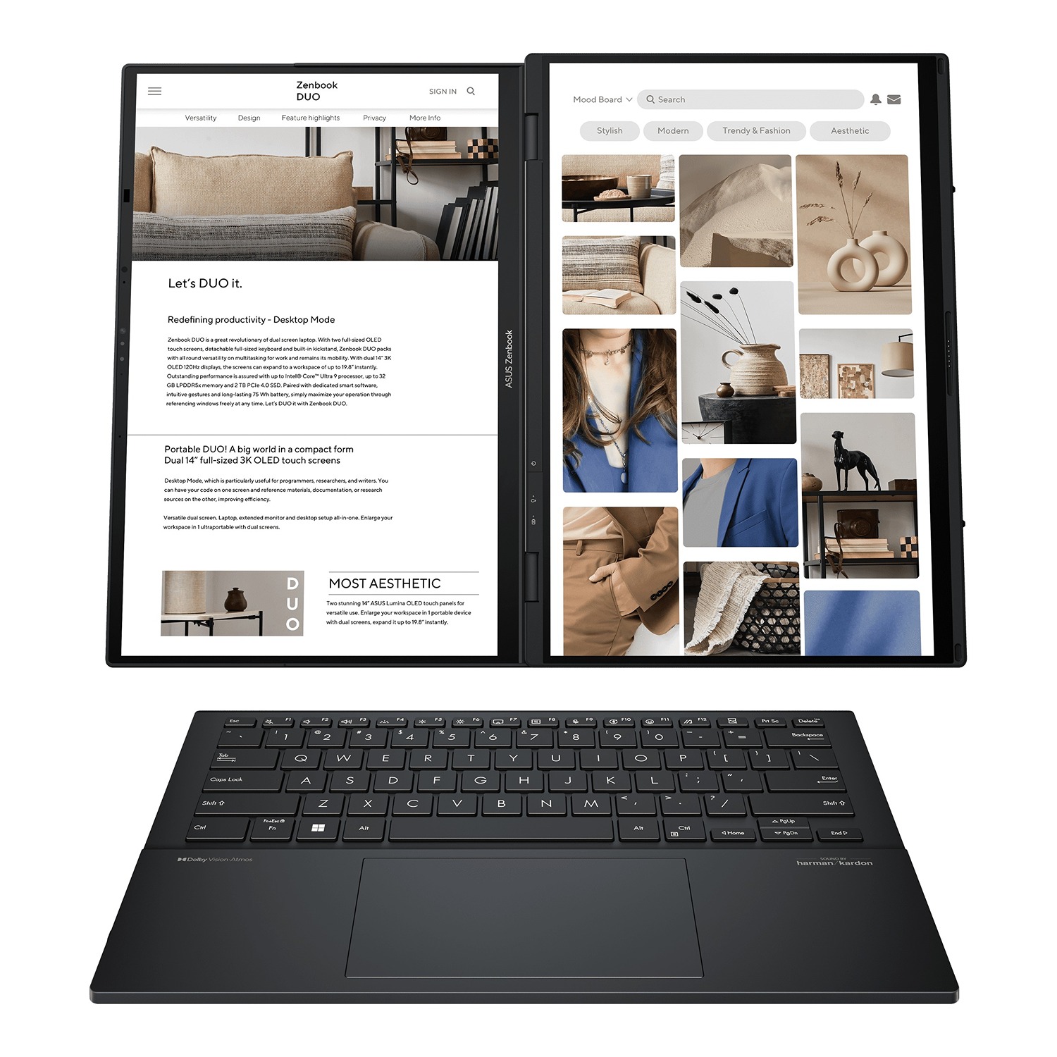 Laptop ASUS Zenbook Duo 14″ OLED (UX8406CA), Intel Core Ultra 7 255H, 32 GB RAM, 1 TB SSD, i hirtë