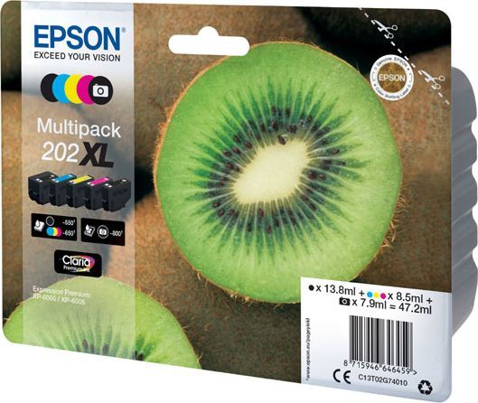 Epson C13T02G74010, 202 XL, 13,8ml/7,9ml/8,5ml, црна/повеќебојна, мастило за печатач