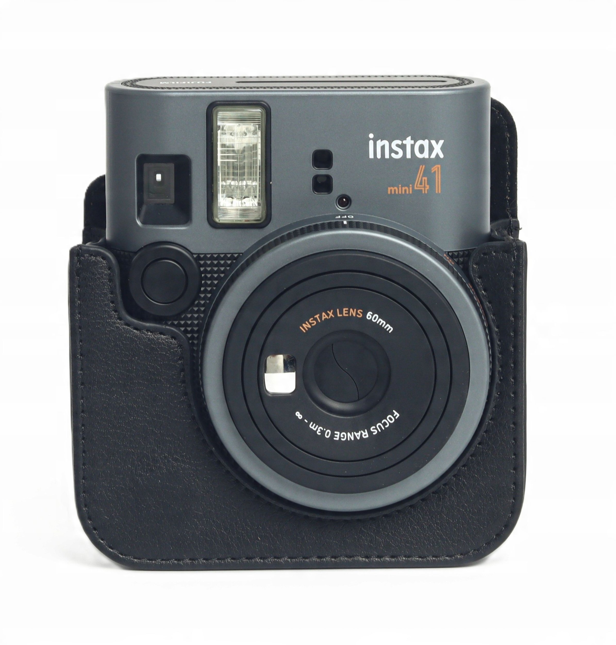 Çantë mbrojtëse LOVE INSTANT për kamera Fujifilm Instax Mini 41, lëkurë eko, me rrip, e zezë