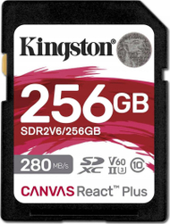 Kartë memorie SD Kingston Canvas React Plus SDXC, 256 GB, Class 10 UHS-II/U3 V60