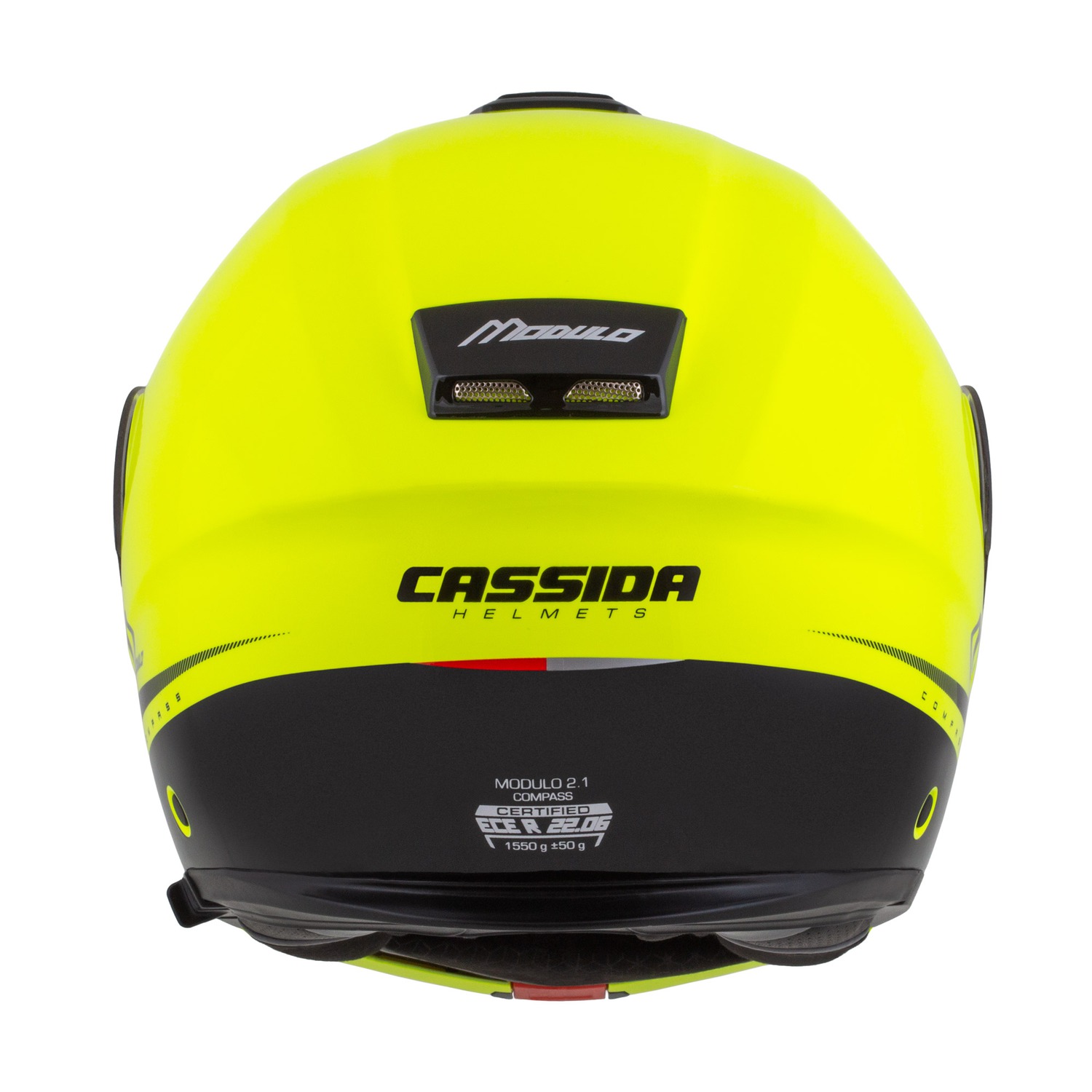 Kaskë moto CASSIDA Modulo 2.1 Compass, touring flip up, e verdhë neon e zezë