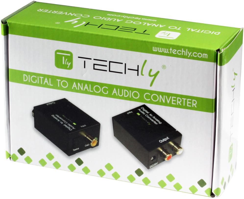 Adapter audio Techly Toslink në RCA, 2.0 dhe 5.1 kanale, i zi