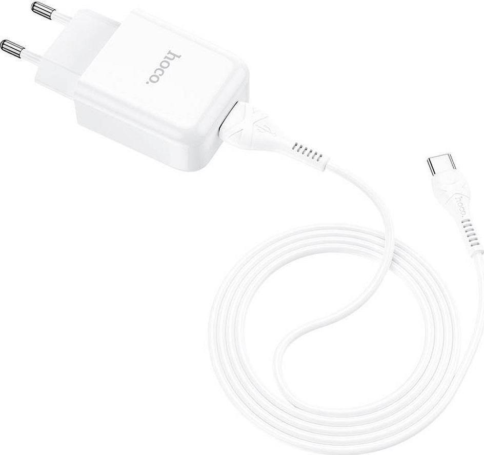 Karikues rrjeti Hoco N2, 1x USB A 2A, kabllo USB C 1 m, i bardhë