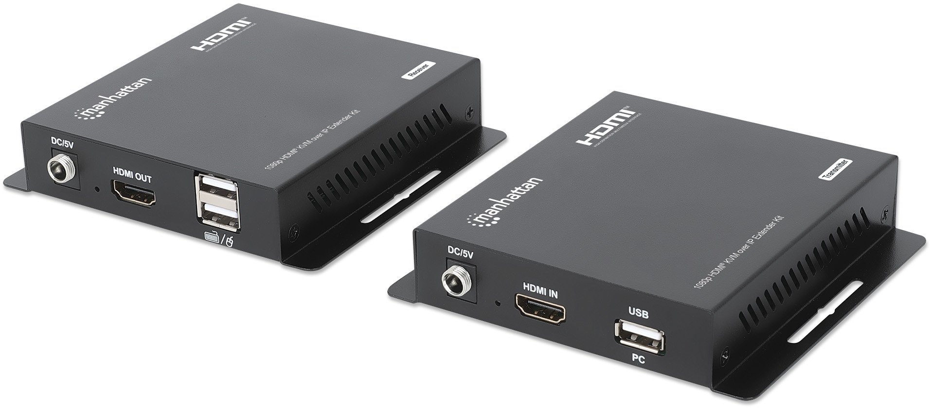 Set ekstenderi HDMI KVM Over IP Manhattan MH, Full HD 1080p, deri 120 m, i zi