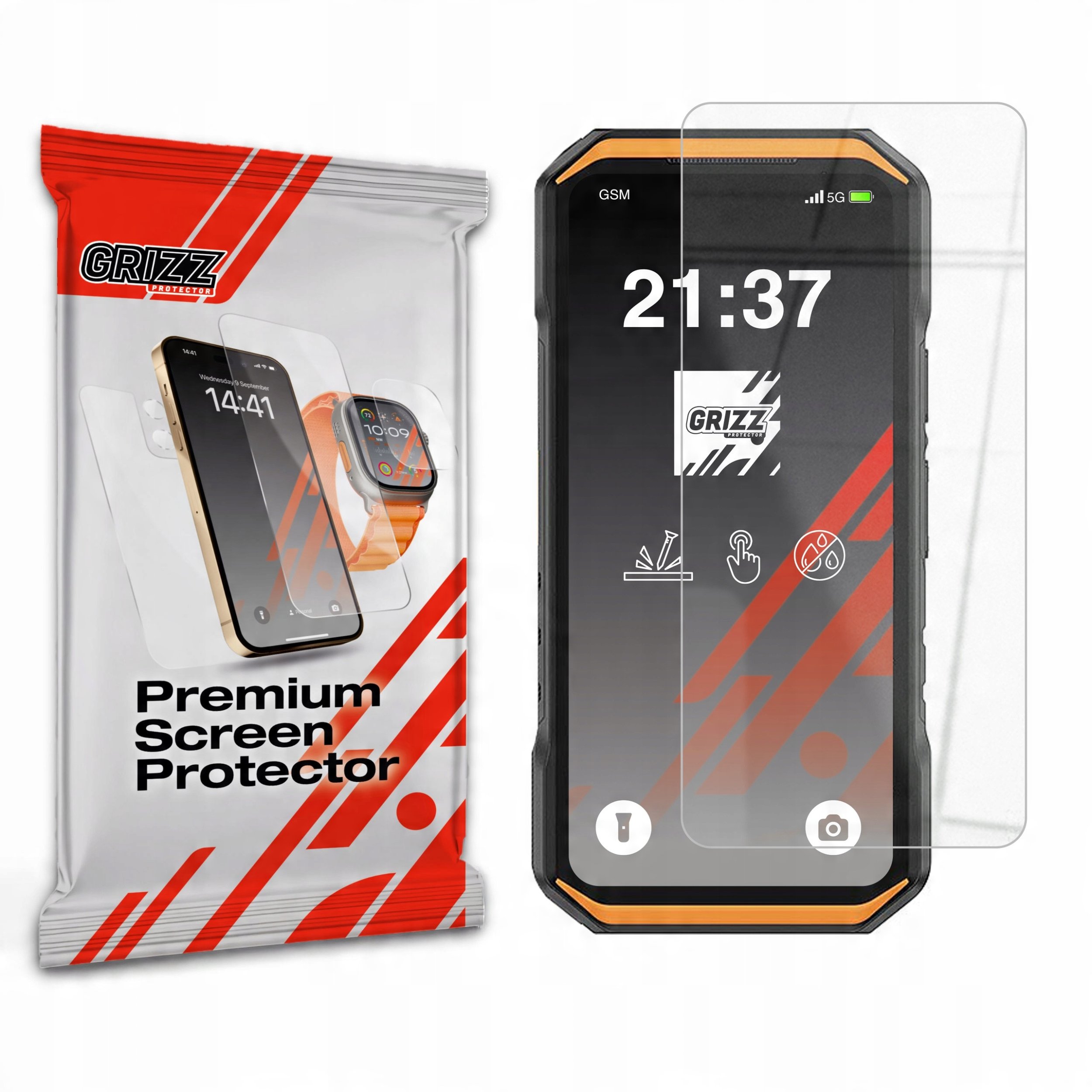 Qelq mbrojtës Grizz HybridGlass për Ulefone Armor X32, 9H, transparent