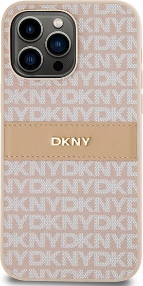 Mbulesë telefoni DKNY PU Leather Repeat Pattern Tonal Stripe, për iPhone 14 Pro, rozë