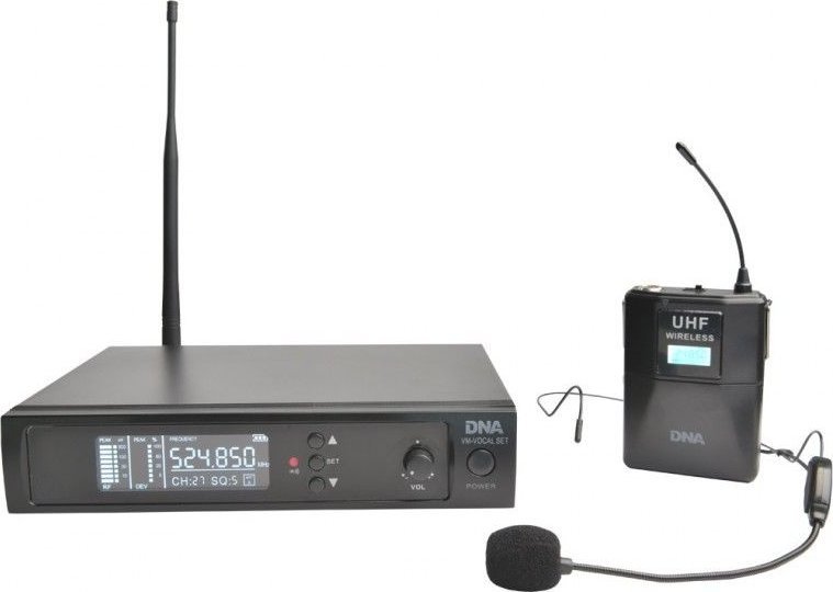 Set mikrofon pa tela DNA VM Head Set, UHF 518–542 MHz, marrës XLR, i zi