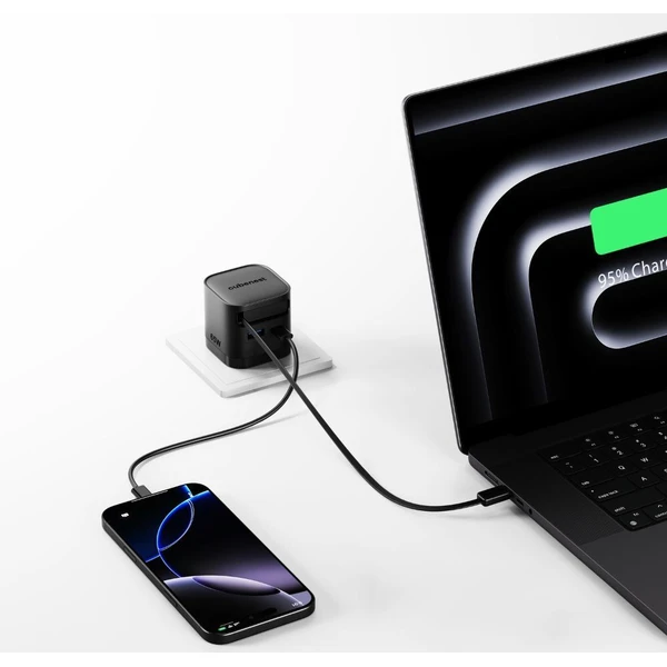 Karikues Cubenest S3D2 PD GaN, 65W, me kabllo USB C, i zi