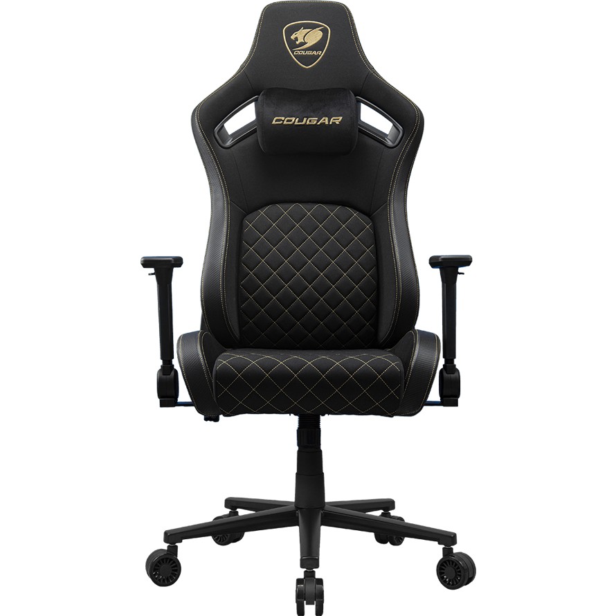 Karrige gaming Cougar Defensor Gold F, deri 120 kg, pëlhurë, e zezë e artë