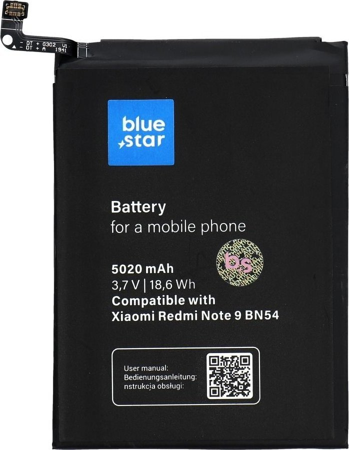 Bateri telefoni Blue Star për Xiaomi Redmi Note 9 BN54, 5020 mAh, Li Ion