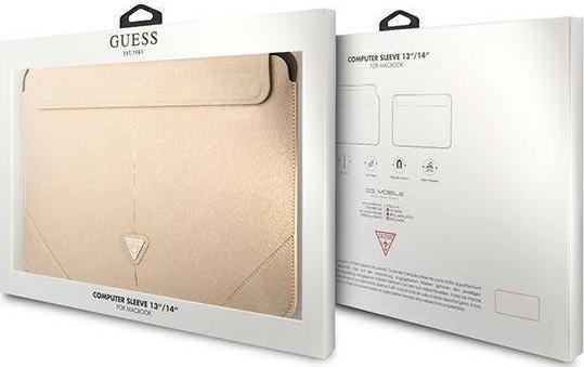 Këllëf tablet dhe laptop Guess Sleeve GUCS14PSATLE, 13-14", lëkurë eko Saffiano, bezhë