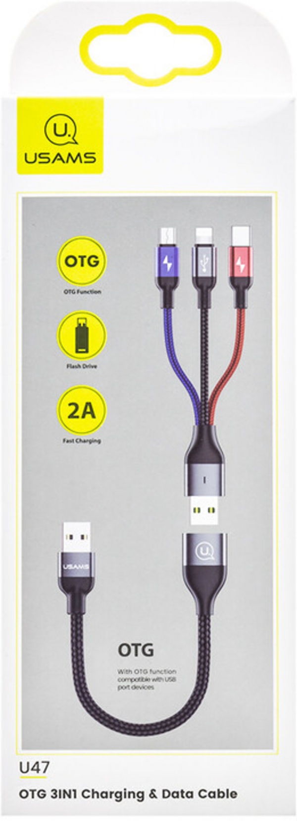 Kabllo e të dhënave USAMS SJ420 U47 OTG 3in1, e zezë