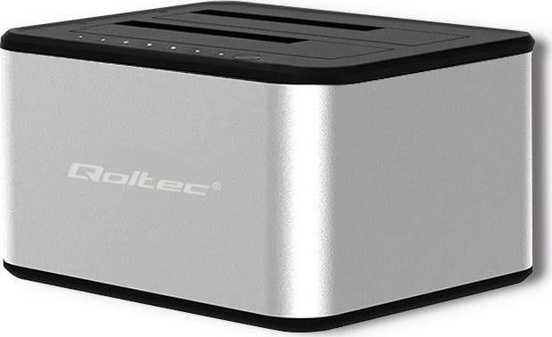 Dok stacioni për disk Qoltec 50316, SATA 2.5"/3.5", USB 3.2 Gen 1, i zi