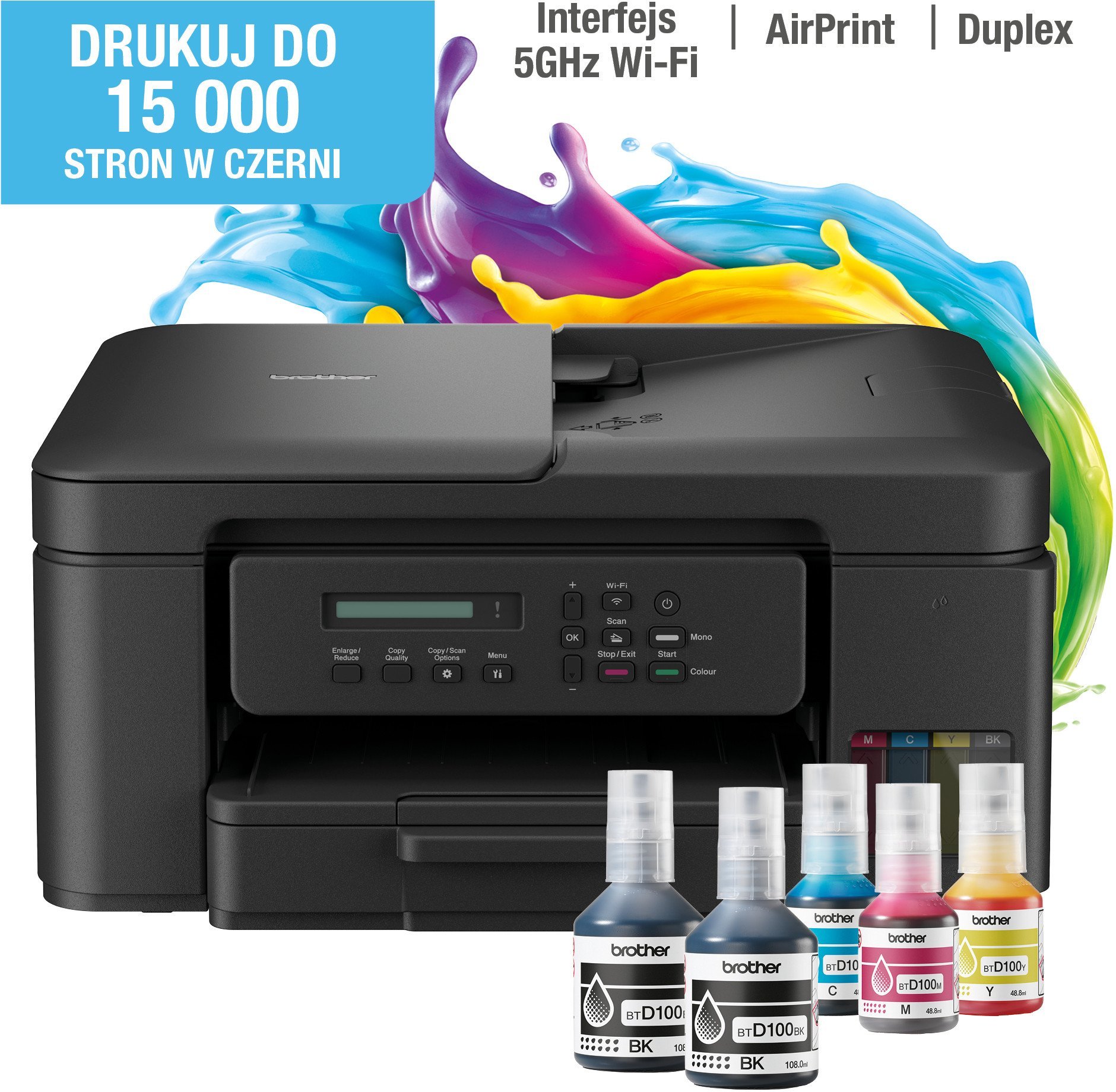 Printer multifunksional Brother DCP-T730DW, inkjet, wireless, i zi