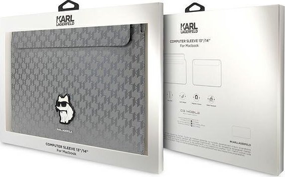 Хулса за лаптоп Karl Lagerfeld Saffiano Monogram Choupette KL, до 14\", синтетичка кожа, црна