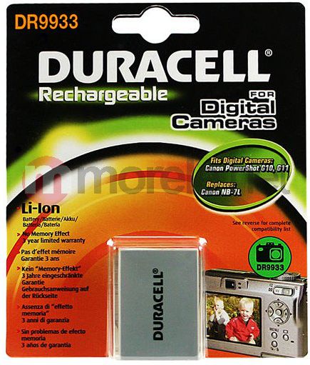 Bateri për aparat fotografik Duracell Canon NB 7L, litium jon, gri