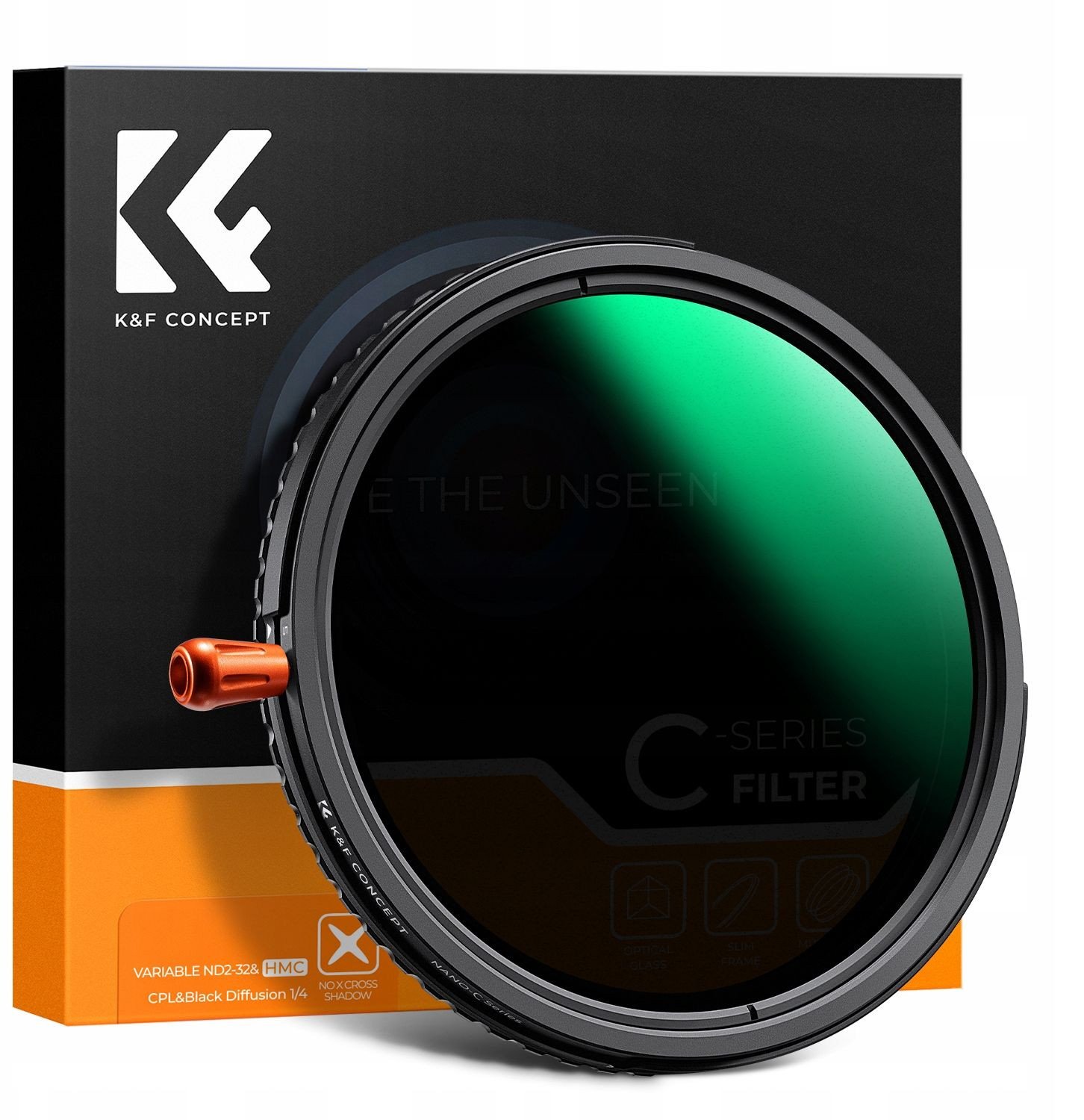 Filter objektivi K&amp;F Concept Hybrid KF01.2058, 3 në 1 ND2 32 CPL Black Diffusion 1/4, 37mm, i zi