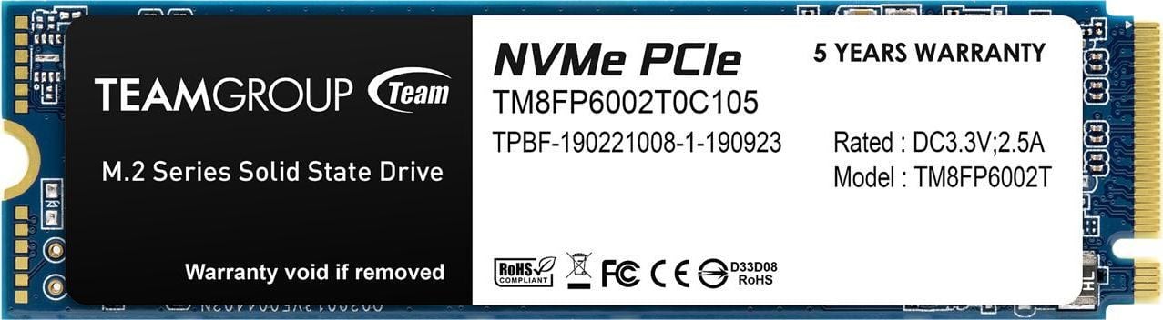 SSD TeamGroup MP33 2TB, M.2 2280, PCIe Gen3 x4 NVMe