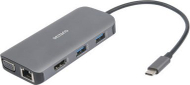 Docking station USB C Deltaco USBC HDMI25, 9 në 1, 85W PD, gri