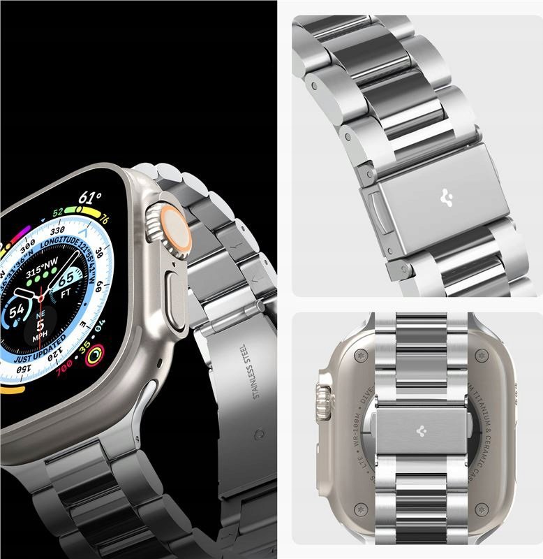 Rrip dore Spigen Modern Fit 316L, për Apple Watch 49mm 45mm 44mm 42mm, çelik inox, argjend