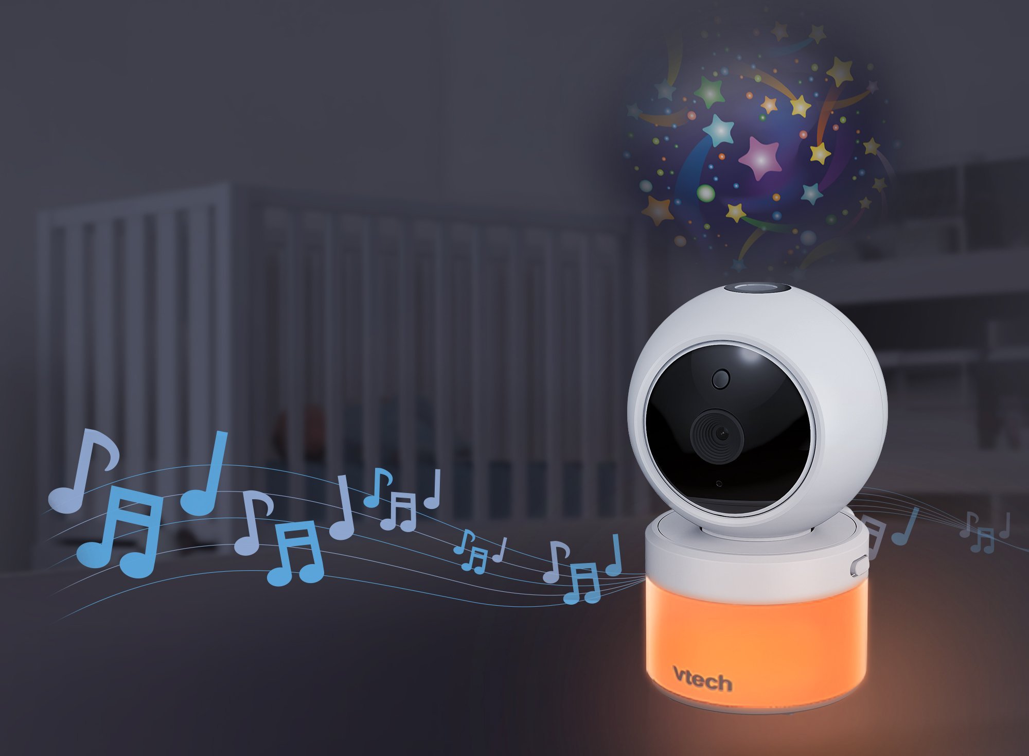 Monitor bebi VTech VM5463, ekran 5", dritë nate me projeksion, i bardhë