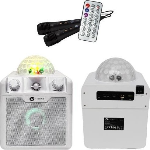 Караоке звучник N-GEAR Disco Block 410, Блутут, со микрофони, бел