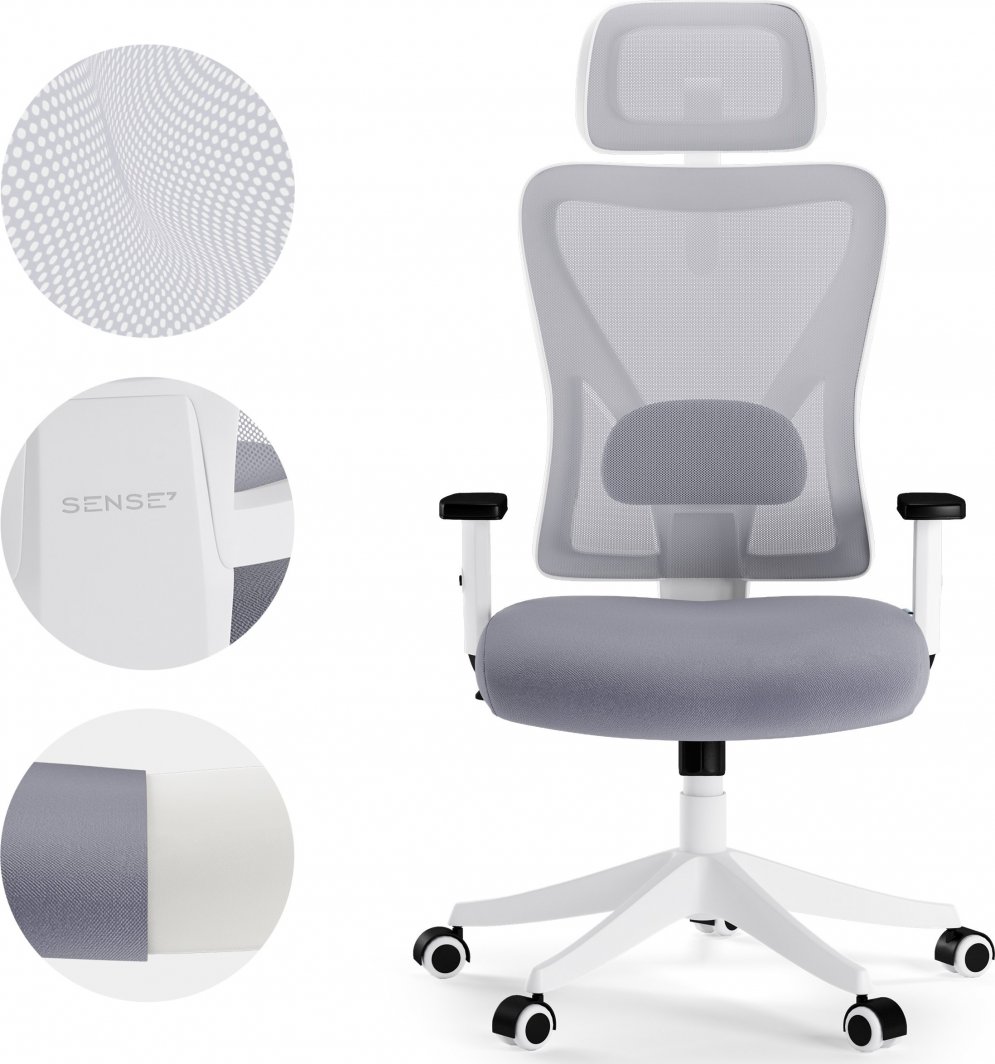 Канцелариско столче SENSE7 Тон, сиво/бело