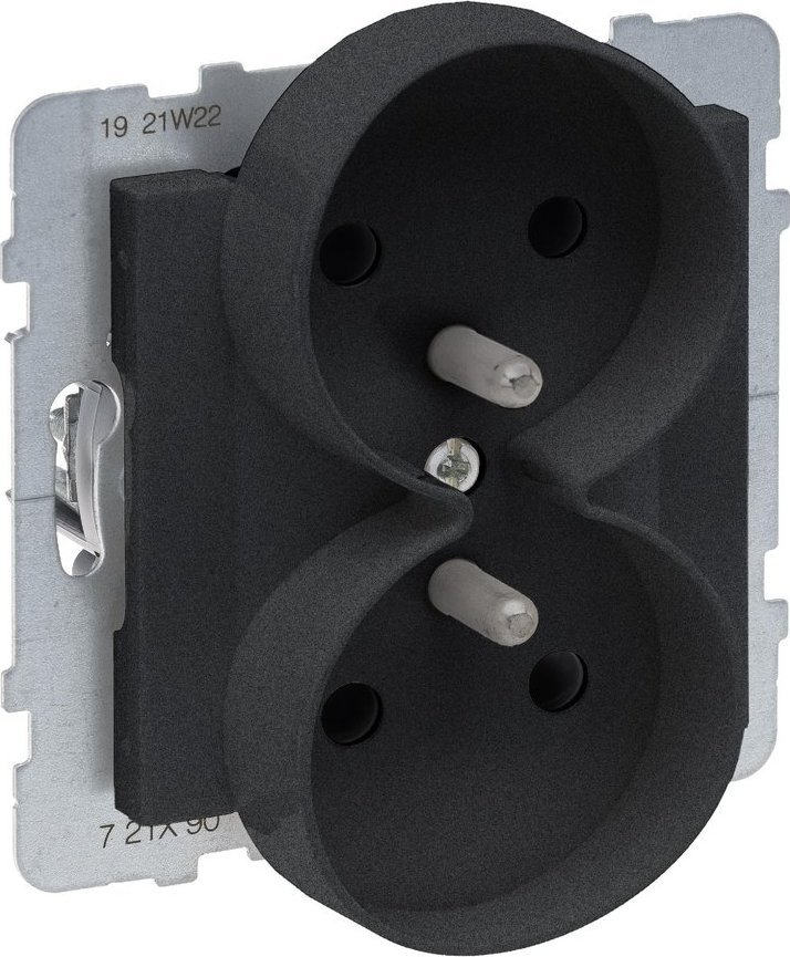 Prizë dyshe Legrand SUNO 721490, 2x2P+E, 16A 250V, e zezë