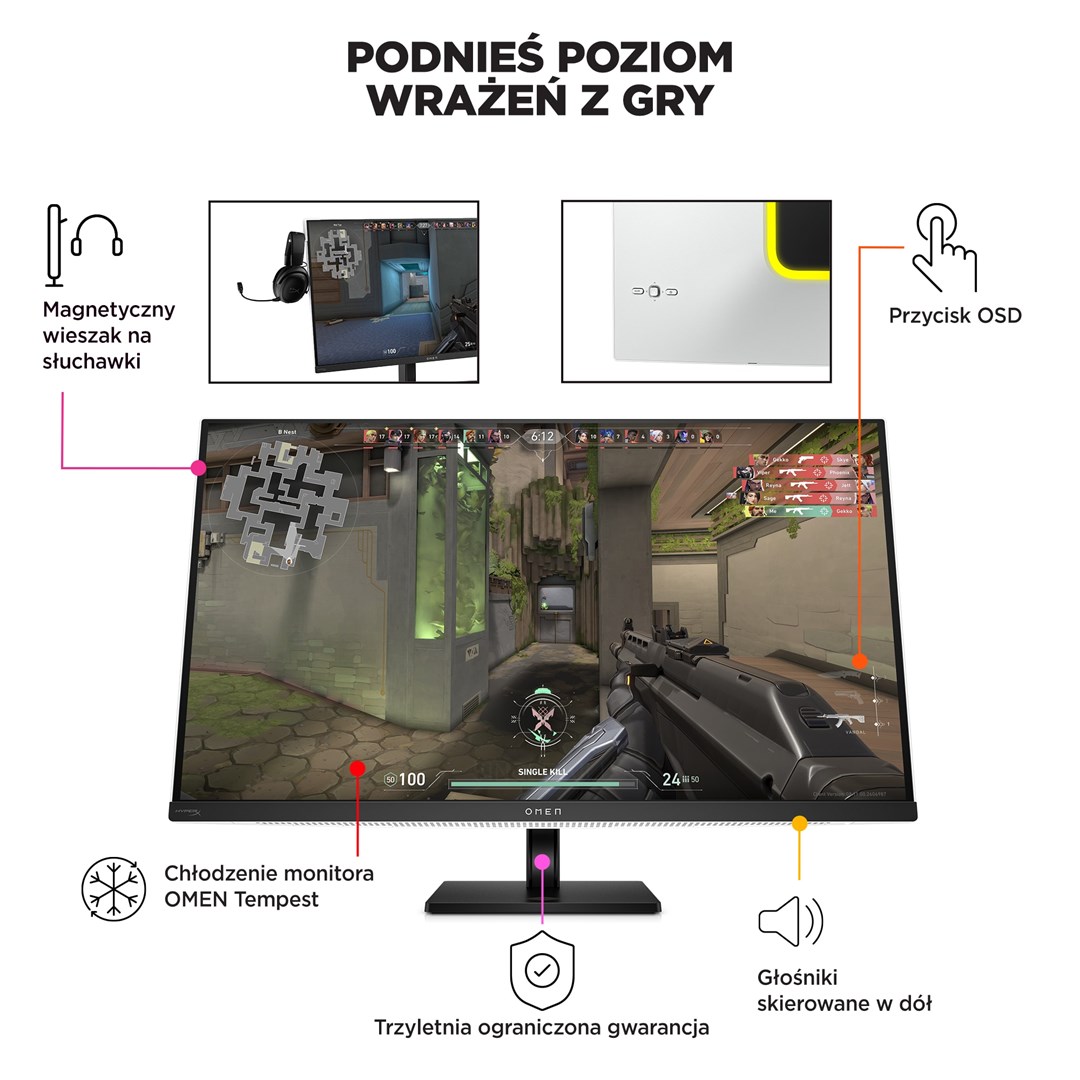 Monitor HP OMEN Transcend, 31.5" UHD OLED 240Hz, i bardhë/zi
