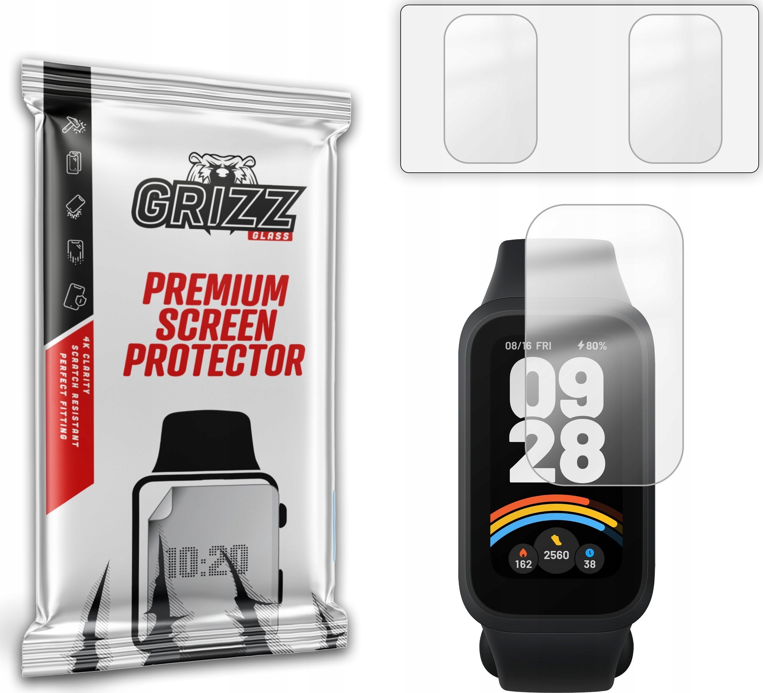 Folie mbrojtëse Grizz PaperScreen për Xiaomi Smart Band 9 Active, 2 copë, kundër gjurmëve të gishtave, matte