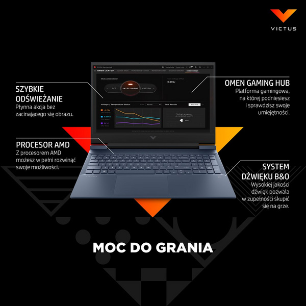 Laptop HP 16-e0304nw, 16.1", 16 GB RAM, 512 GB SSD, AMD Ryzen™ 5, NVIDIA GeForce RTX 3050, i zi