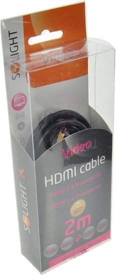 Kабел HDMI Solight SSV1202, 2m, верзија 1.4, црн