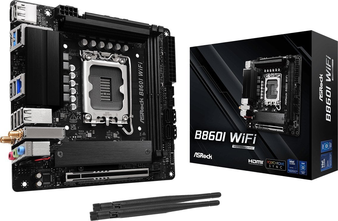 Pllakë amë Asrock B860I WiFi, Intel B860 LGA1851, Mini ITX, e zezë
