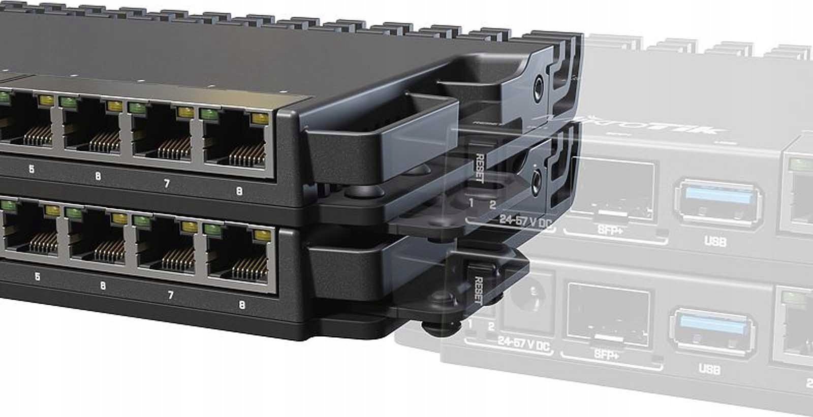 Aksesor rackmount MikroTik K-79 NET ACC, set kllapash metalike, për rack 19", i zi