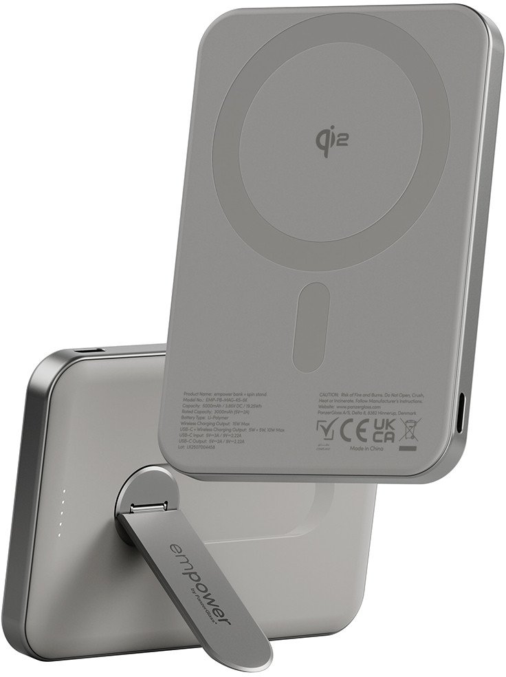 Power bank PanzerGlass Rotation Bank for Empowerment, 5000mAh, 20W MagSafe Qi2, argjendtë