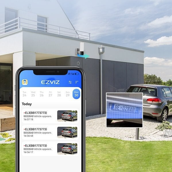 Kamerë sigurie Ezviz EL3, me dritë muri inteligjente, IP65, e zezë