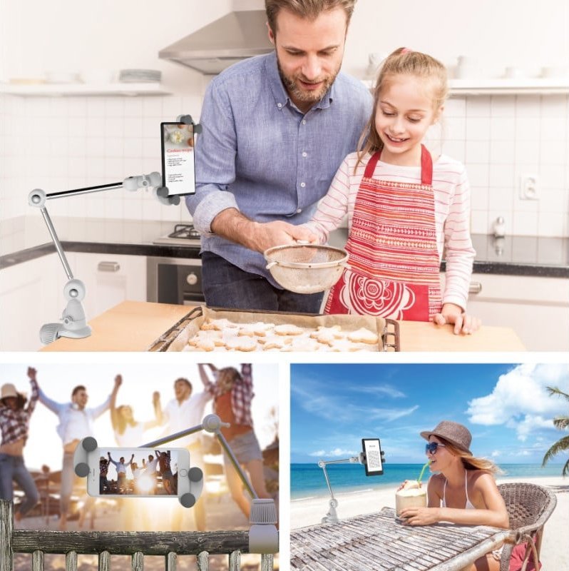 Mbajtëse muri për tablet Barkan T580, 4" 12", universale, argjend me të bardhë