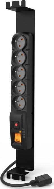 Prizë rryme rack Acar F5 RACK IEC, 5x 230V, kabllo 3m, e zezë