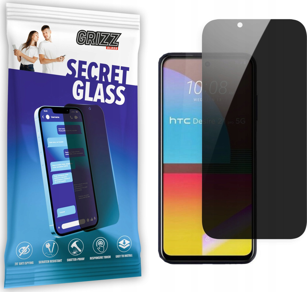 Xham mbrojtës privatësie Grizz SecretGlass për HTC Desire 21 Pro 5G, qeramik, transparencë e lartë
