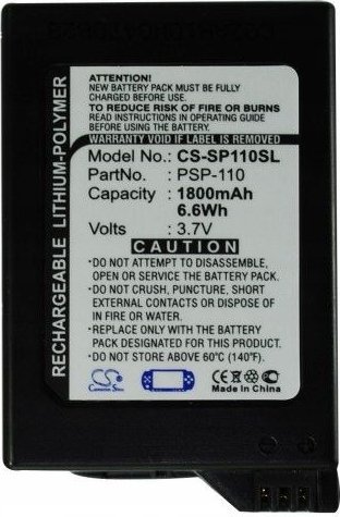 Bateri për konzolë lojërash Sony PSP, Li ion, 3.7V, 1800mAh