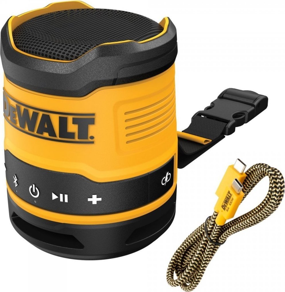 Блуetooth звучник DeWalt DCR009, компактен, USB и полнлив, жолт